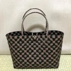 プラカゴ　カゴバッグ　黒✖️茶色　PPバンドのサムネイル