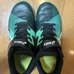 ASICS スニーカー ブラック/グリーン　サイズ21.5cm