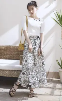 本日限定価格　リランドチュール 配色レーススカート