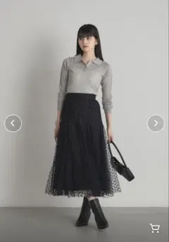 フレアスカート ドット柄 ブラック　新品⭐︎タグ付き