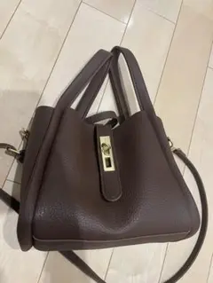 ブラウン 合成皮革 2way ショルダーバッグ