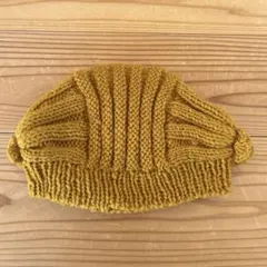 リブ編みマスタードニット帽