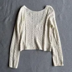 SNIDEL アイボリー ケーブルニット クロップドセーター