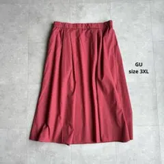新品タグ付き｜3XL｜GU タックフレアミディスカート レッド