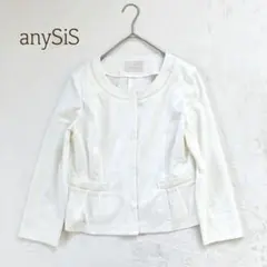 エニィスィス ノーカラージャケット 比翼仕立て ポケット付き（M）きれいめ