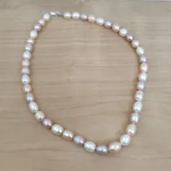 真珠のネックレス　バロックパール　マルチカラー　SILVER刻印
