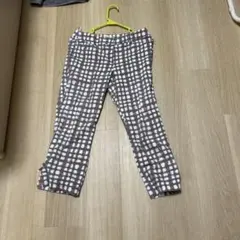 TO BE CHIC 七分丈 チェック柄 パンツ ネイビー 日本製 サイズ42のサムネイル