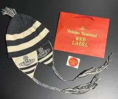 90s激レア旧タグ廃盤★最初期型正規品★美品ヴィヴィアン耳当て付きニット帽黒白