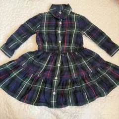 ラルフローレン　チェックシャツワンピース　18m 85センチ　ネイビー　長袖