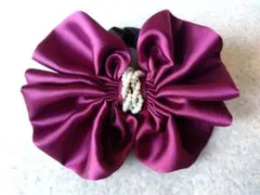 ★リボン★ヘアゴム★パール★シュシュ★紫★
