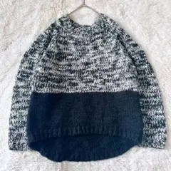 ナノユニバース　バイカラーニット　マーブル編み　ゆったりシルエット　大人デザイン