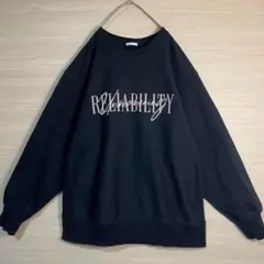 希少ビック刺繍 スウェット L 大きめ 黒 太アーム ゆるだぼ 古着 GU