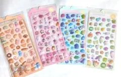 3Dかわいいキャラクター ぷくぷくステッカーセット 4シート