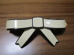 美品　アレクサンドルドゥパリ　リボンバレッタ　マットベージュ×マットブラック