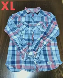 AZUL by moussy 長袖ネルシャツ チェック柄