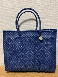 銀座ヨシノヤ　レザー　かご　バッグ　ネイビー　編み込み　イントレーチャー　極美品 銀座ヨシノヤ レザー かご バッグ ネイビー 編み込み イントレーチャー