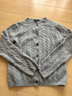 UNIQLO グレー ケーブルニット 長袖カーディガン