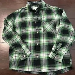 【新品未使用】ブラック　グリーンフランネルシャツ170/92A