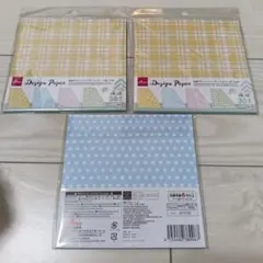 DAISO 両面デザインペーパー チェック＆ドット柄 3つ