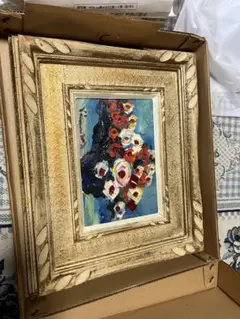 美品 原田 克己『ばら 薔薇』 油彩画 油絵/額装 額縁/新芸術協会評議員