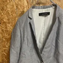 AE8161 ZARA BASIC ストライプ テーラードジャケット ブルーのサムネイル