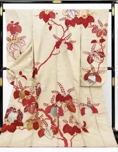 レモンイエロー 振袖 共八掛 共重ね襟 刺繍一つ紋 駒刺繍 正絹 成人式 古典柄のサムネイル