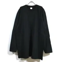 新品 リブ無し ビッグ 長袖 Tシャツ ロンT 無地 メンズ ブラック 2XL