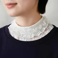 新品 付け襟 フリル スタンドカラー 総レース 刺繍 花柄 無地 可愛い