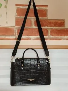Modaprincipe クロコ型押し 2way ショルダーバッグ　ブラック