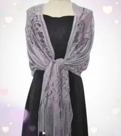 新品　大判ストール　グレー　ショール　パーティ　結婚式