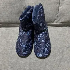 ルームブーツ ルームシューズ 花柄 ネイビー