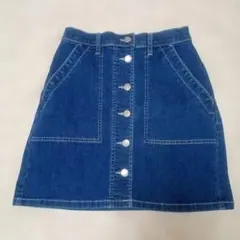 デニムブルー ボタンフロント スカート