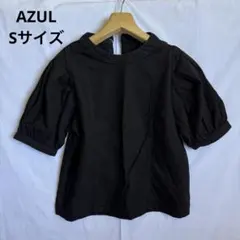 【新品タグ付】AZUL デニム パフスリーブ ブラウス 黒 S 綿100％のサムネイル