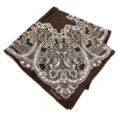 グッチ☆バンダナ柄　スカーフ　ロゴ　ペイズリー柄　ストール ブラウン グッチ☆バンダナ柄 スカーフ ロゴ ペイズリー柄 ストール