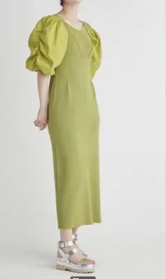 美品☆ CELFORD ボリューム袖ニットタイトワンピース　パフスリーブ