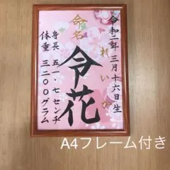 手書きオーダー命名紙　命名書　出産祝い　記念品　代筆　フレーム付き匿名配送