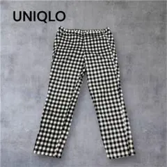 UNIQLO スキニーパンツ レディース チェック柄 ブラック ホワイト M