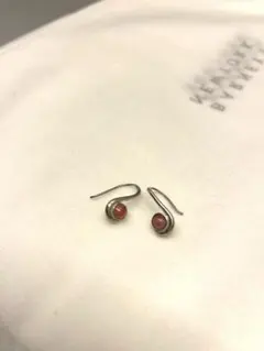 ピンク石 フック式ピアス