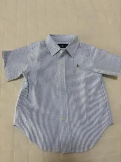 Ralph Lauren 半袖シャツ 青と白のストライプ80