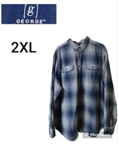 超特大　GEORGE チェックシャツ ネルシャツ 2XL 古着