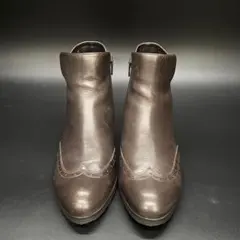 【REGAL リーガル】レザーショートブーツ 23cm ダークブラウン サイド