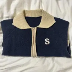 SHEIN DAZY ネイビー カーディガン パーカー イニシャル ニット ロゴ