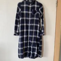 earth music&ecology ネイビー チェック柄 シャツワンピース