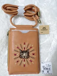 わちふぃーるど 刺繍スマホポシェット コーラル