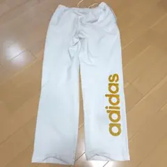 adidas トレーニングパンツ L ホワイト/イエロー
