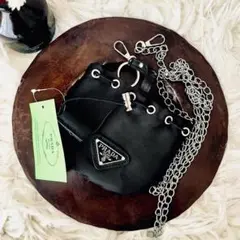 【新品】PRADA ブラック ナイロン ショルダーバッグ チェーン【ノベルティ】