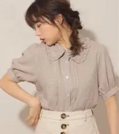 apres jour アプレジュール フリル襟ブラウス XL ベージュ系