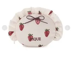 ジェラピケ ストロベリー柄フリルミニポーチ