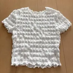 GU シャーリング 半袖Tシャツ ホワイト