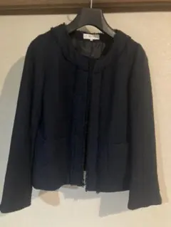 ノーカラーツイードジャケット ネイビー卒入学